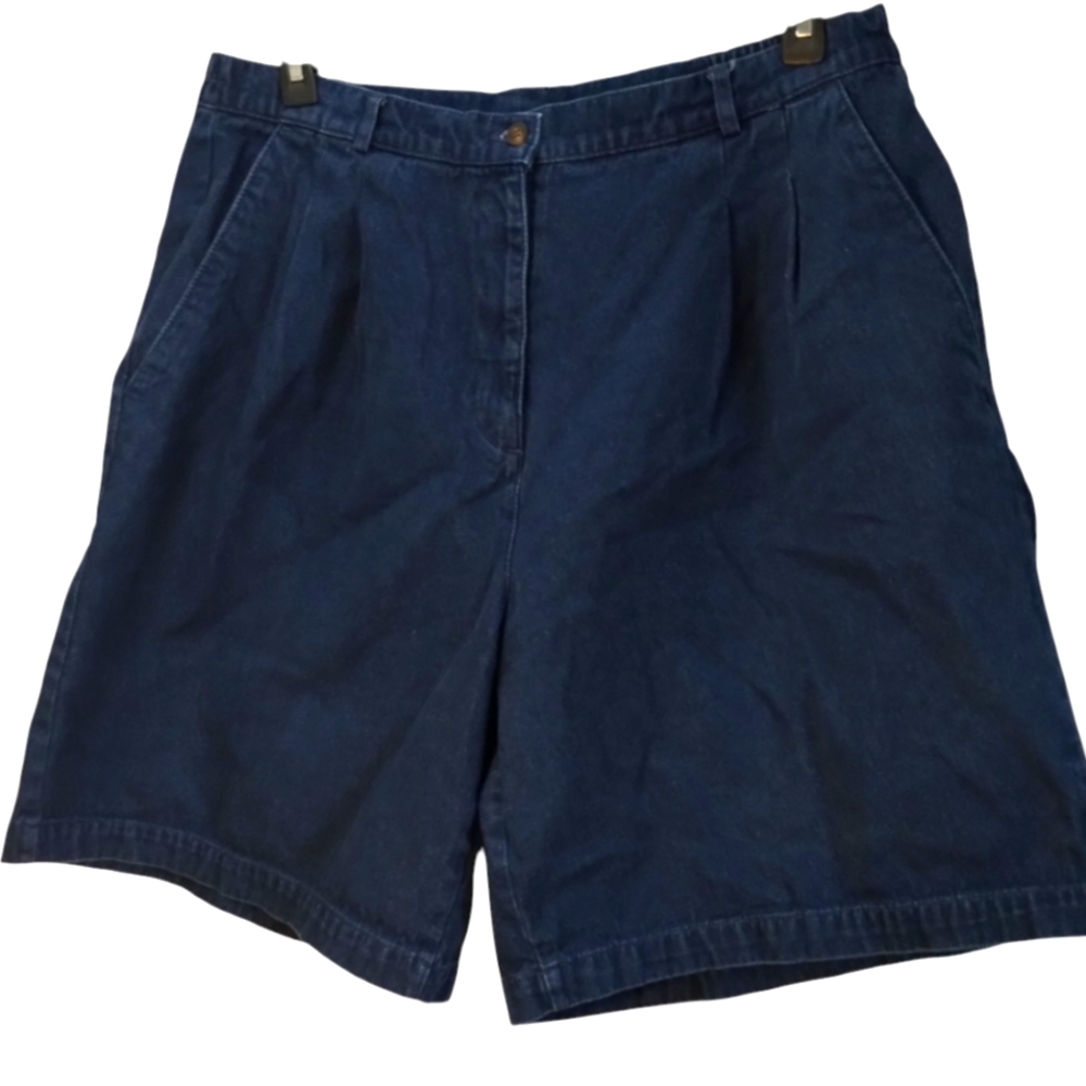 Westbound Dark Navy High-Rise Pleated Bermuda Shorts